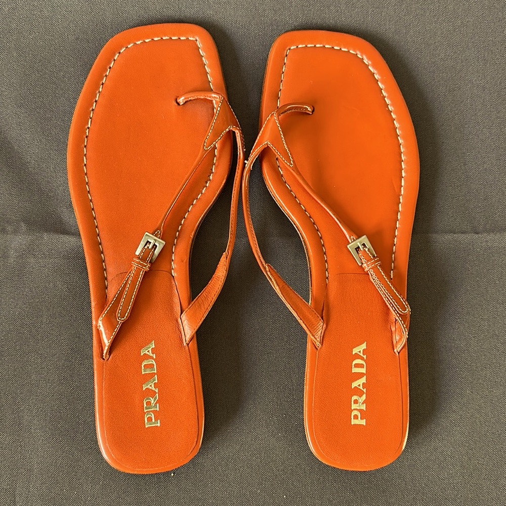 Never been used Prada song, sandals, Clementine orange